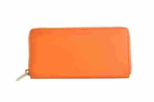 Genuine Leather Orange Ladies Wallet
