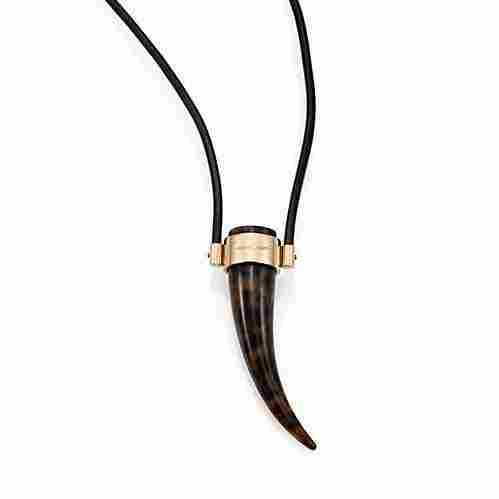 Horn Pendant and Leather Cord Necklace