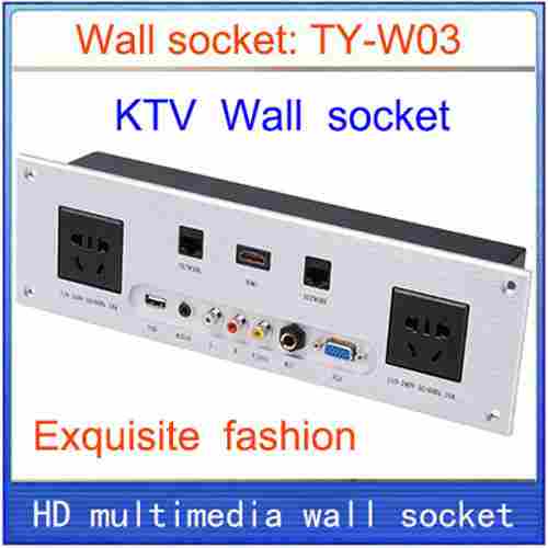 Multimedia Home Hotel KTV Wall Socket TY-W03 Silver