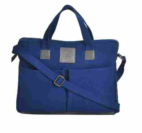 Canvas Awl Blue Canvas and Leather Trim Unisex Messenger Bag