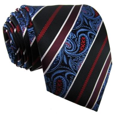 Extra Long Stripes Paisley Jacquard Men Tie 