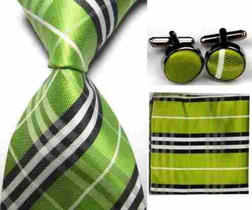 Men Check Pattern Silk Business Tie Sets 