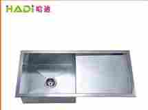Modern Style Brushed Single Bowl With Drainboard Kitchen Sink HD9446H 