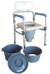 Adjustable Height Aluminum Folding Commode Chair With Trumpet Bucket