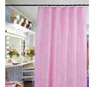 100% Water Proof High Quality Textile Shower Curtain With 12 Plastic Hooks -Pink