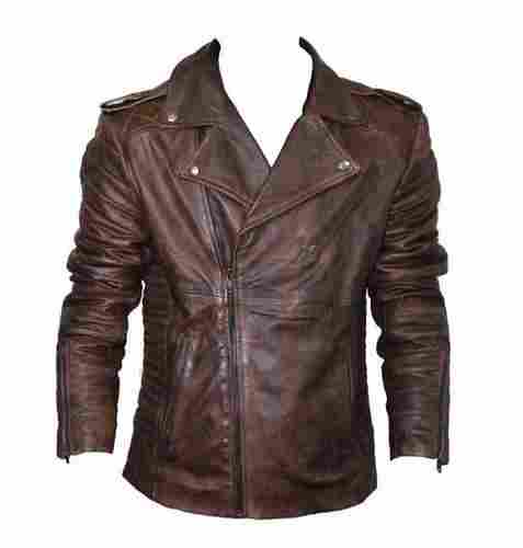 Wash Leather Biker Jacket