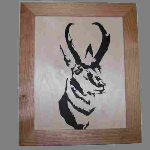 Pronghorn Antelope In Wood Scroll Saw Portrait