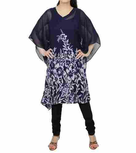 Women's Smart Navy Blue Georgette Kaftan