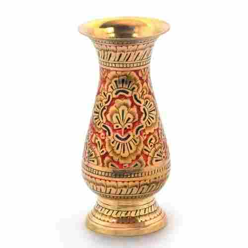 Colorful Meenakari Work Pure Brass Flower Vase