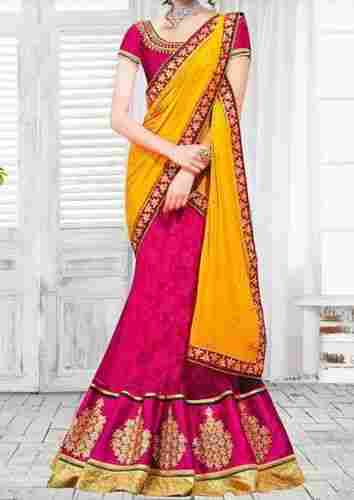 Fashion Stylish Yellow And Pink Lehenga Choli