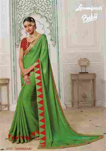 New Laxmipati Green Satin Silk Saree