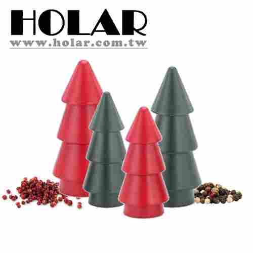[Holar] 100% Taiwan Made Xmas Tree Shaped Design Pepper Mill With Rubber Wood