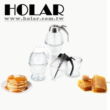 Hl20001 - Clear; Hl20001Wt - White; Hl20001Bk - Black Honeycomb Design Fresh Glass Honey Dispenser Jar