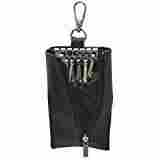 Knott Black Leather Multi key Pouch with Zip Closure