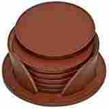 Knott Brown Leather Coaster Set