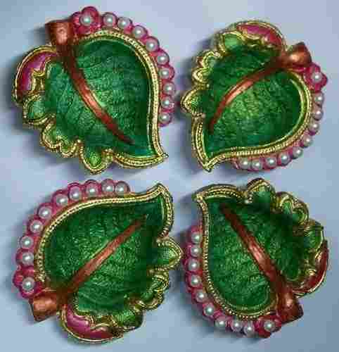 Decorative Diya with Kundan and Pearl for Diwali