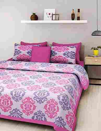Cotton Block Print Pink Double Bed Bedsheet