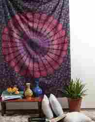 Pink And Purple Mandala Floral Print Cotton Wall Tapestries