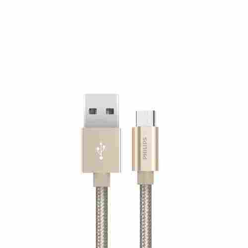 Fast Charging and Data Transfer USB Cable 1.2 Mtr (Gold) (Philips DLC2518G)