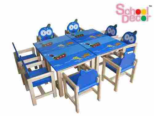 8 Friends Rubber Wood Play School Table With Chair Set