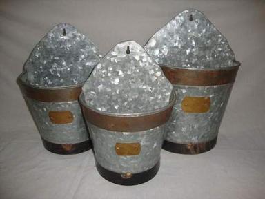 Galvanized Wall Planters (Set Of 3)