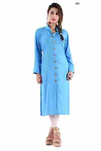 Long Kurti With Open Slits and Wooden Buttons
