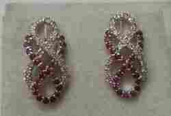 Silver 925 Ruby Diamond Earring