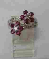 Silver 925 Ruby Diamond Ring