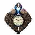 Double Peacock Round Shape Wall Clock