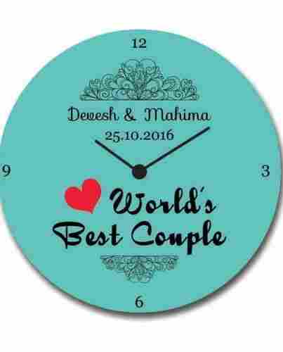 Custom Worlds Best Couple Anniversary Canvas Wall Clock