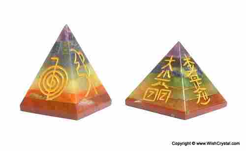 Chakra Stones Bonded Pyramid Engraved With Reiki Sign