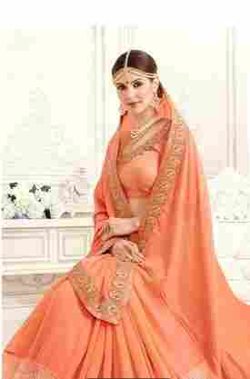Eye-Catchy Orange Color Party Wear Designer Saree