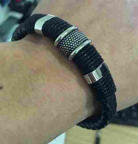 Silver Plated Leather Bracelet