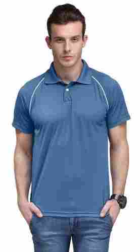 Blue With White Piping Polo T-Shirt