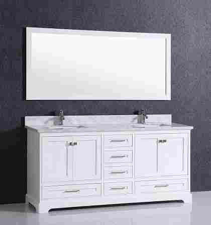 Modern Double Sink Bathroom Vanity Cabinet With Marble Countertop