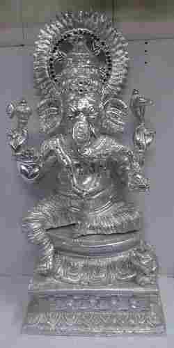 29.5" White Metal Ganesha Statues