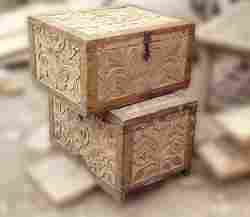 Carved Wooden Trunks Cash Box