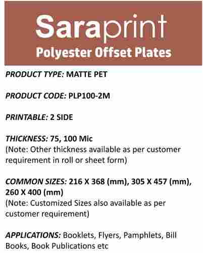 Saraprint Polyester Offset Plate