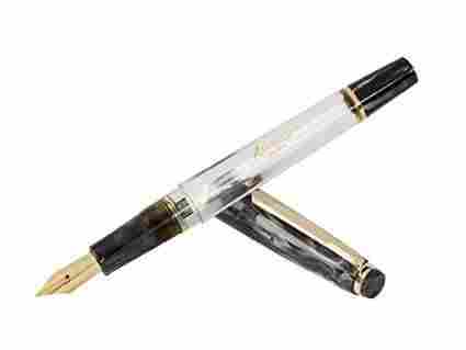 Clear Demonstrator Eye Dropper Black Color Fountain Pen Fine Nib