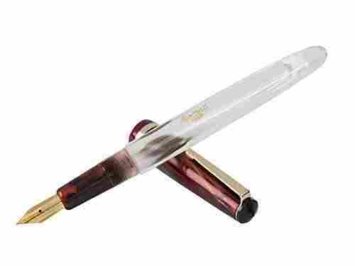 Clear Demonstrator Eye Dropper Black Red Mix Color Fountain Pen Fine Nib