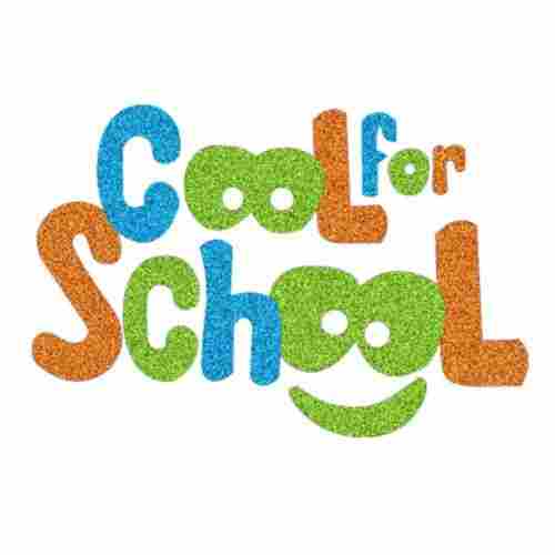 "Cool For School" Heat Transfer Glitter Design For Youth Clothing