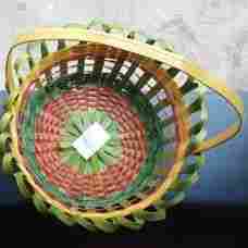 Flower Shape Bamboo Basket With Handle