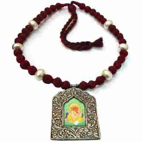 Traditional Ganesha Old Silver Beaded Pendant Necklaces