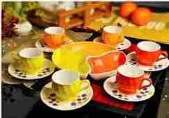 Colored Ceramics - Mugs Dinner Set For Residential Use