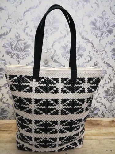 Black & White Cotton Handmade Tote Bag