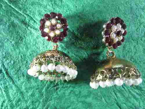 Pearl Beads Jhumka Earrings