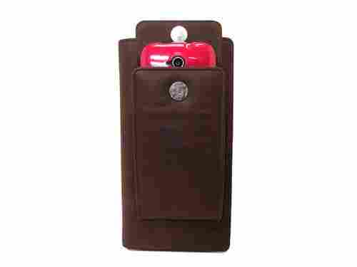 Leather Card Holder With Mobile Phone Pouch