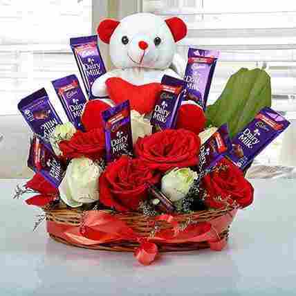 Special Surprise Arrangement Teddy Bear With Chocolates