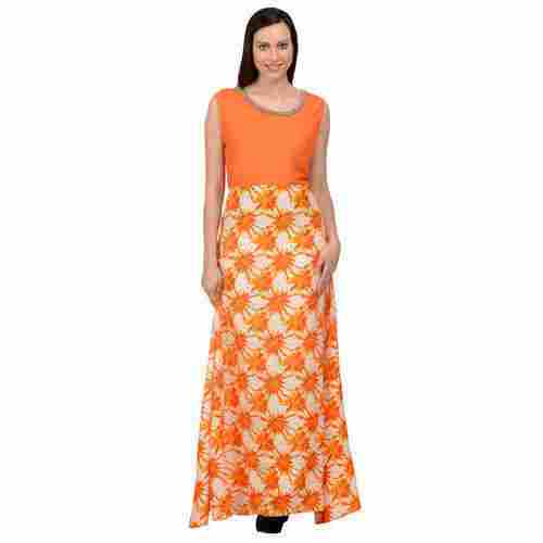 Printed Fancy Orange Gown