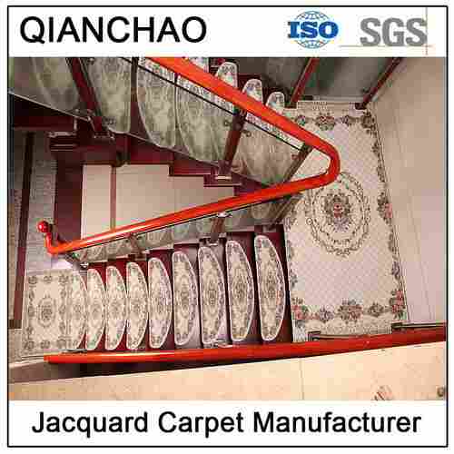 Beige 100% Polyester Machine Jacquard Stair Carpet For Stair